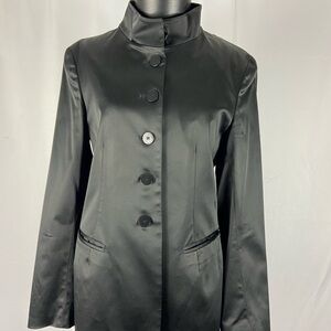 Donna Karan New York Size 12 Black Satin Evening Blazer